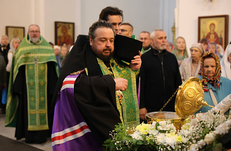Епископ Авксентий возглавил молебен у ковчега с мощами святой блаженной Матроны Московской в приходе храма в честь иконы Божией Матери «Всех скорбящих Радость» г. Минска